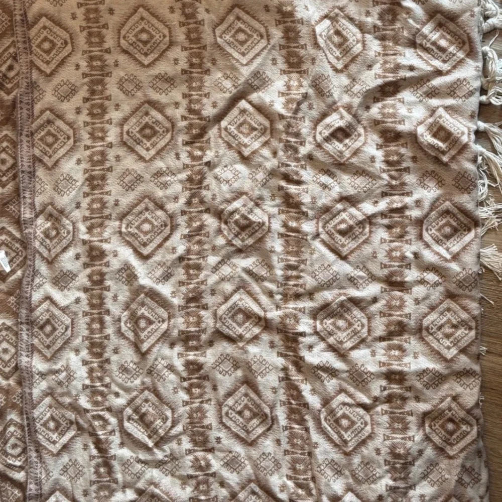 Free People Tribal Geometric Cocoon Cardigan Sweater Brown Cream Oversized OS